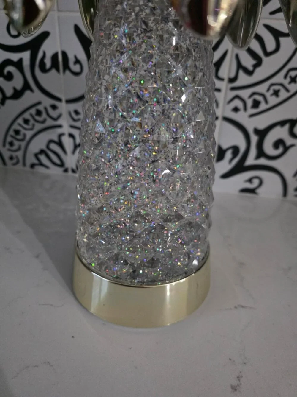 New Bath & Body Works Light Up Glitter Globe Palm Tree 3 Wick Candle Holder